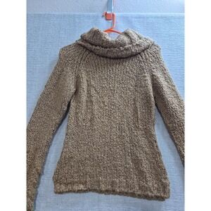 Jacob Connexion Sweater Womens Small Brown Chunky Knit Turtleneck Raglan Sleeve